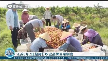 江蘇施行農業(yè)品牌目錄制度 以質量抽檢與產品效益為核心，助力食用農產品初加工發(fā)展